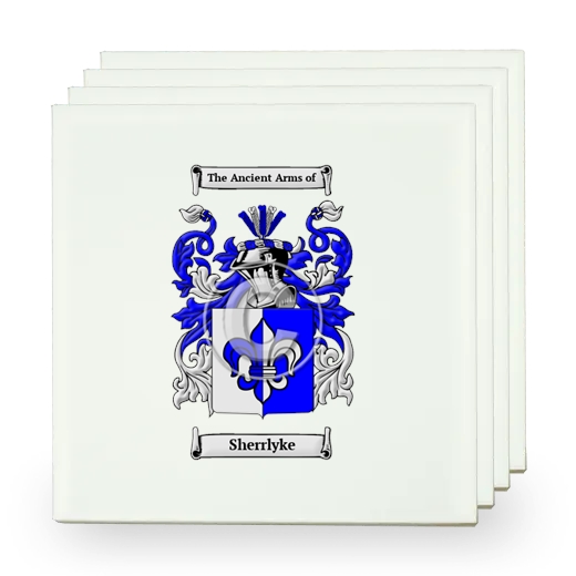 Sherrlyke Set of Four Small Tiles with Coat of Arms