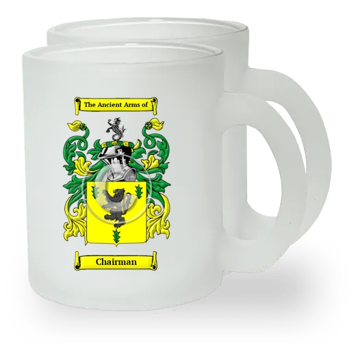 Chairman Pair of Frosted Glass Mugs