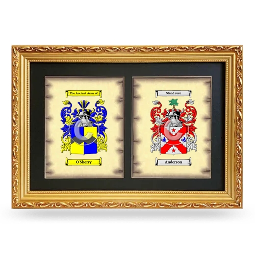 Double Coat of Arms Framed - Gold