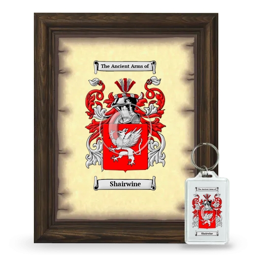 Shairwine Framed Coat of Arms and Keychain - Brown