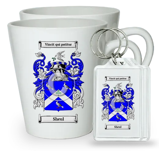 Sheul Pair of Latte Mugs and Pair of Keychains