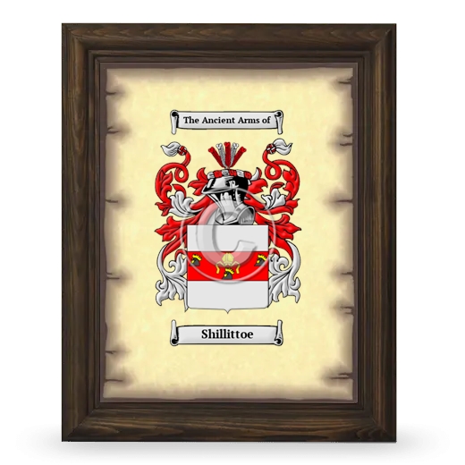 Shillittoe Coat of Arms Framed - Brown