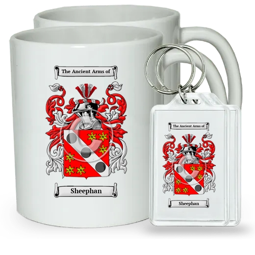 Sheephan Pair of Coffee Mugs and Pair of Keychains