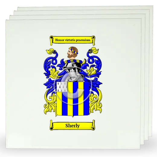 Sherly Set of Four Large Tiles with Coat of Arms