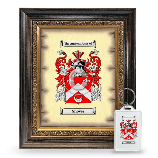 Shover Framed Coat of Arms and Keychain - Heirloom