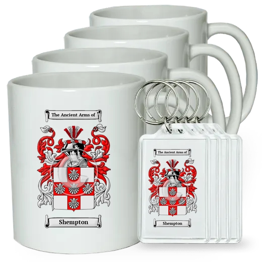 Shempton Set of 4 Coffee Mugs and Keychains