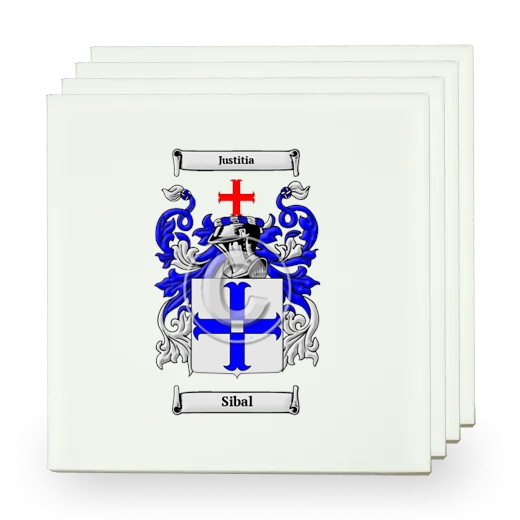 Sibal Set of Four Small Tiles with Coat of Arms