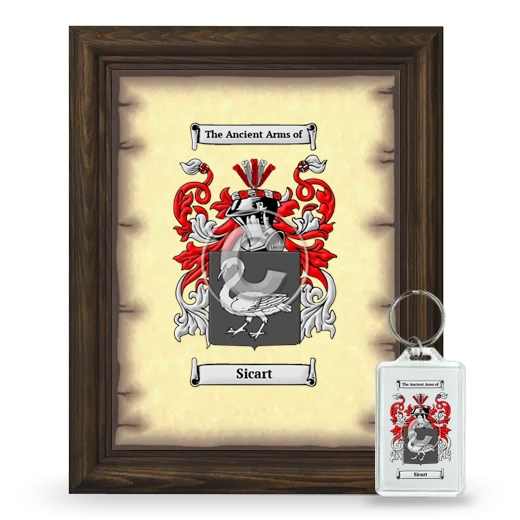 Sicart Framed Coat of Arms and Keychain - Brown