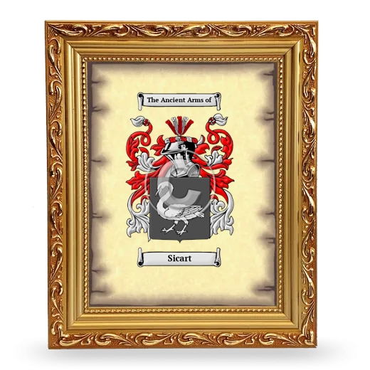 Sicart Coat of Arms Framed - Gold