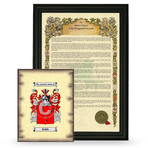 Sickle Framed History and Coat of Arms Print - Black