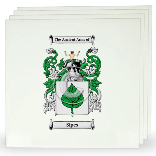 Sipes Set of Four Large Tiles with Coat of Arms