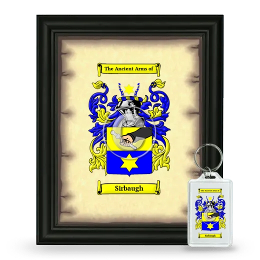 Sirbaugh Framed Coat of Arms and Keychain - Black