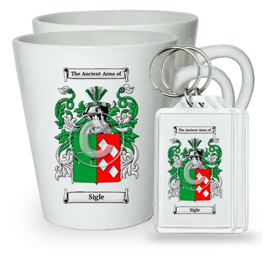 Sigle Pair of Latte Mugs and Pair of Keychains