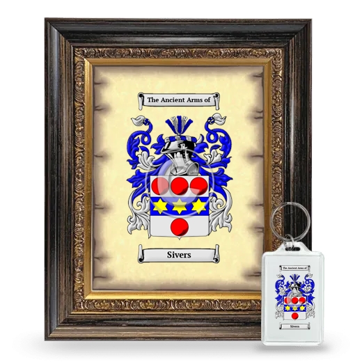 Sivers Framed Coat of Arms and Keychain - Heirloom