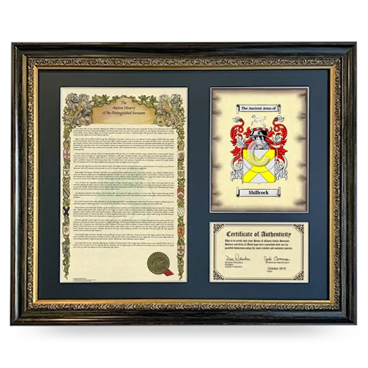 Shillcock Framed Surname History and Coat of Arms- Heirloom