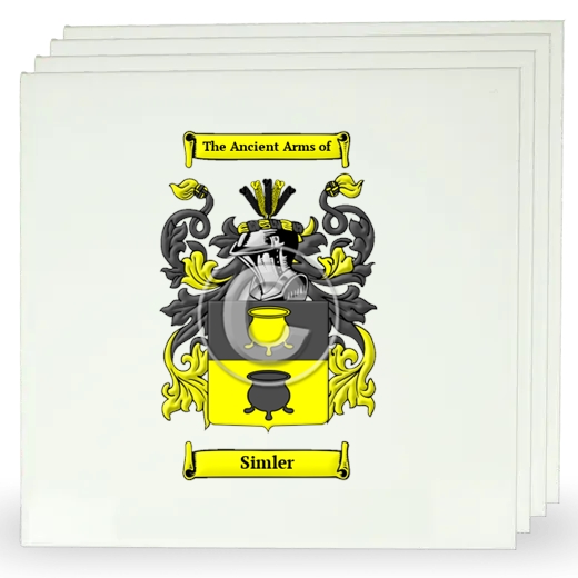 Simler Set of Four Large Tiles with Coat of Arms