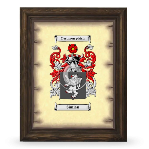 Simian Coat of Arms Framed - Brown