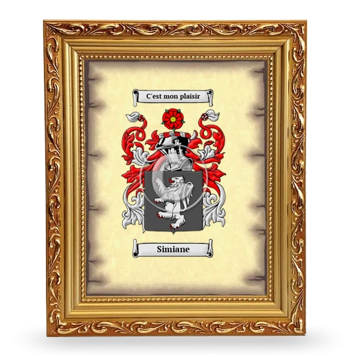 Simiane Coat of Arms Framed - Gold