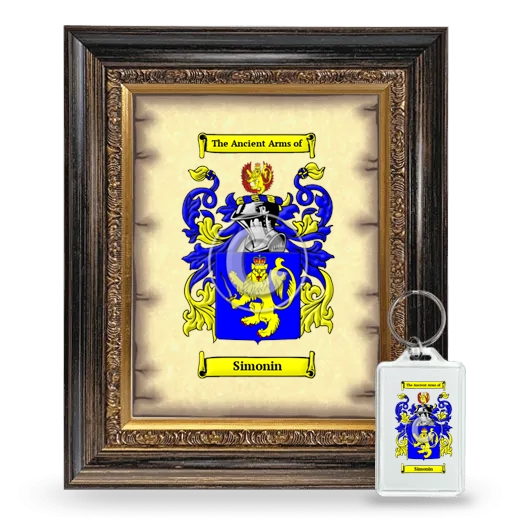 Simonin Framed Coat of Arms and Keychain - Heirloom