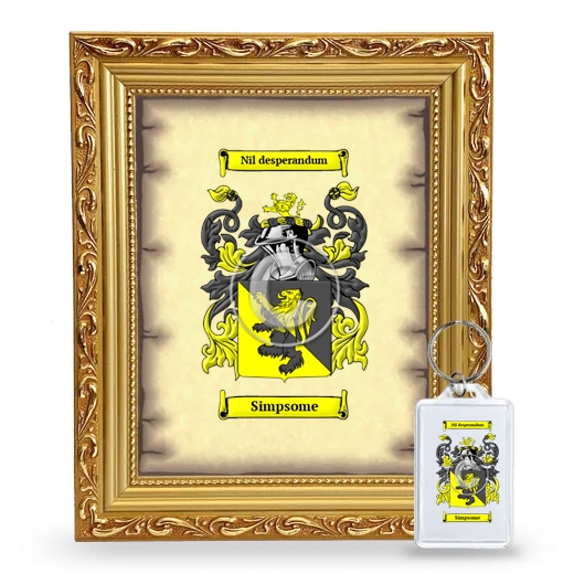 Simpsome Framed Coat of Arms and Keychain - Gold