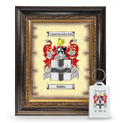 Saints Framed Coat of Arms and Keychain - Heirloom