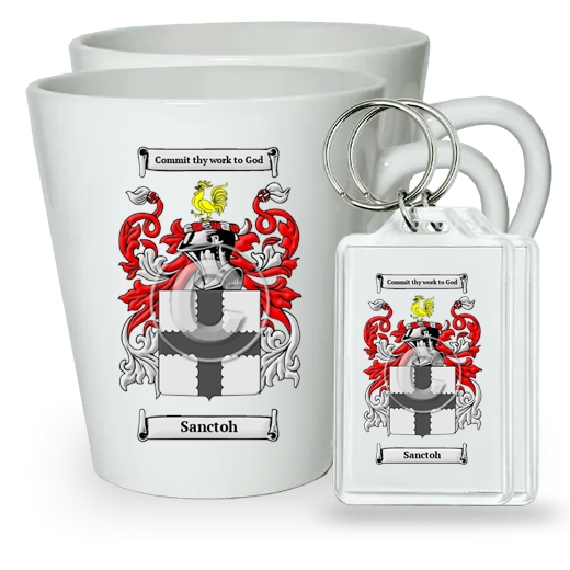 Sanctoh Pair of Latte Mugs and Pair of Keychains