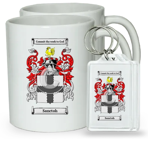 Sanctoh Pair of Coffee Mugs and Pair of Keychains