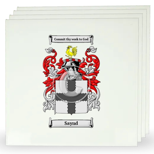 Saynd Set of Four Large Tiles with Coat of Arms