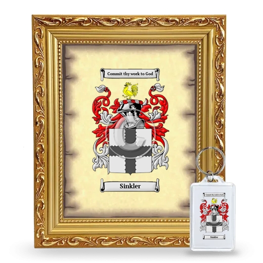 Sinkler Framed Coat of Arms and Keychain - Gold