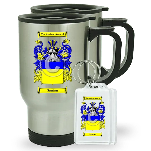 Santan Pair of Travel Mugs and pair of Keychains