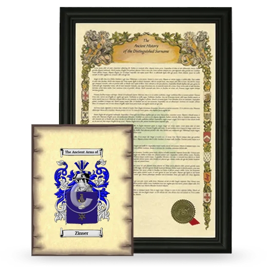 Zinser Framed History and Coat of Arms Print - Black