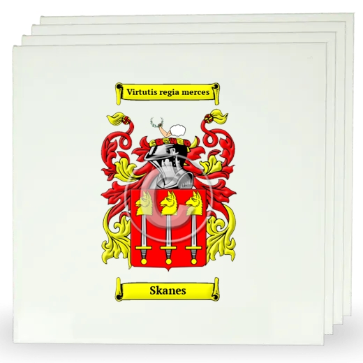Skanes Set of Four Large Tiles with Coat of Arms