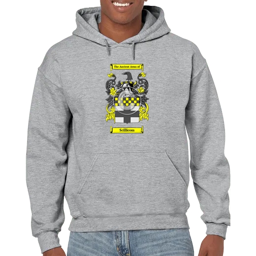 Scillicom Grey Unisex Coat of Arms Hooded Sweatshirt