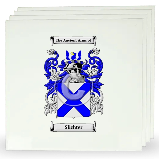 Slichter Set of Four Large Tiles with Coat of Arms
