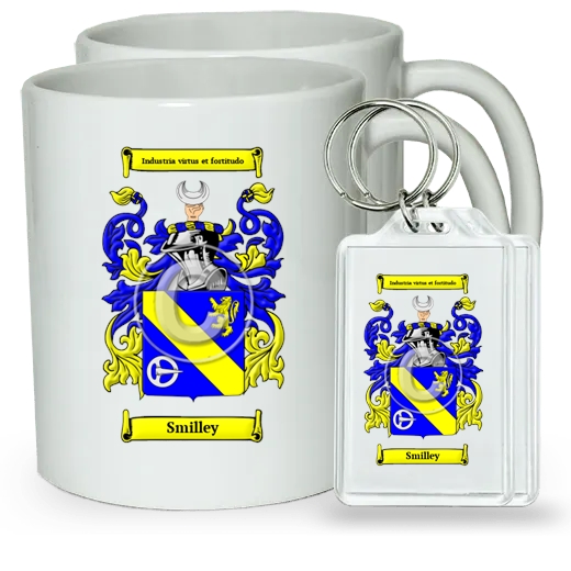 Smilley Pair of Coffee Mugs and Pair of Keychains