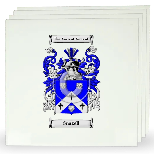 Snazell Set of Four Large Tiles with Coat of Arms