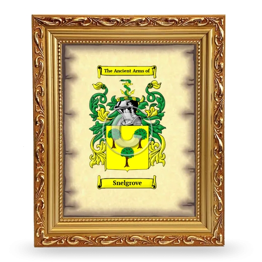 Snelgrove Coat of Arms Framed - Gold