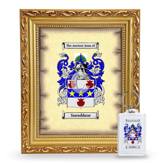 Sneaddane Framed Coat of Arms and Keychain - Gold