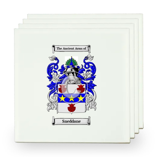 Sneddane Set of Four Small Tiles with Coat of Arms