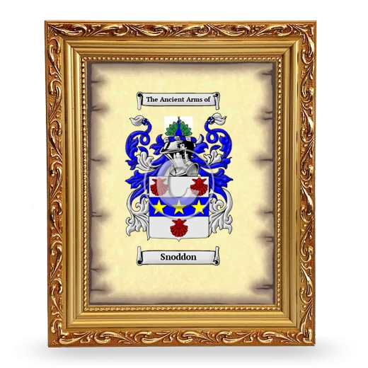 Snoddon Coat of Arms Framed - Gold