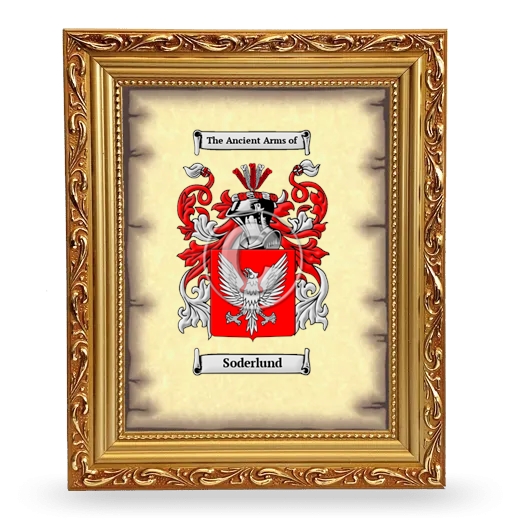 Soderlund Coat of Arms Framed - Gold