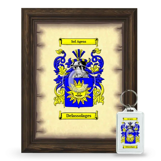 Delassolages Framed Coat of Arms and Keychain - Brown