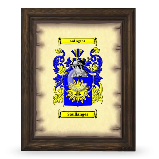 Soullanges Coat of Arms Framed - Brown