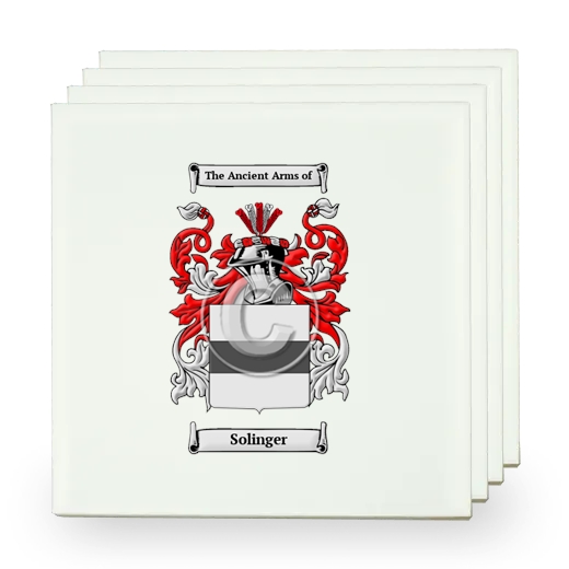 Solinger Set of Four Small Tiles with Coat of Arms