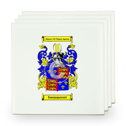 Soemmerset Set of Four Small Tiles with Coat of Arms