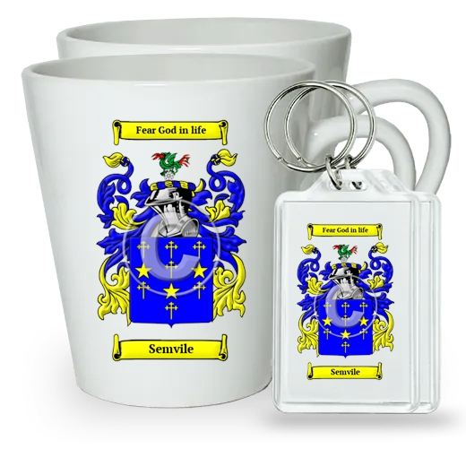 Semvile Pair of Latte Mugs and Pair of Keychains