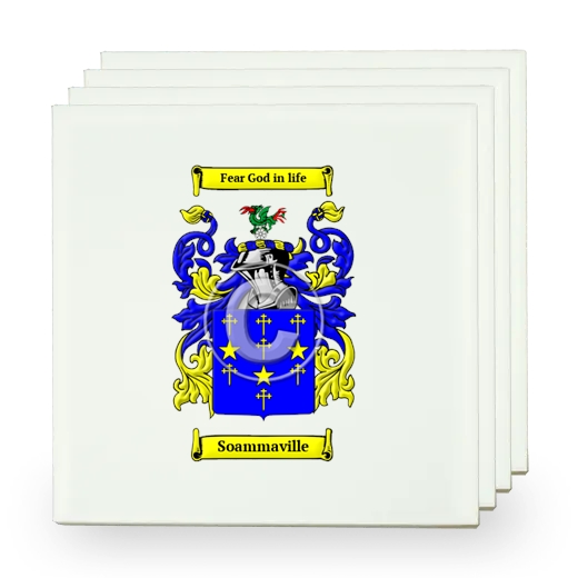 Soammaville Set of Four Small Tiles with Coat of Arms