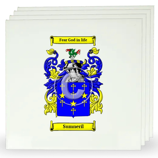 Sumneril Set of Four Large Tiles with Coat of Arms