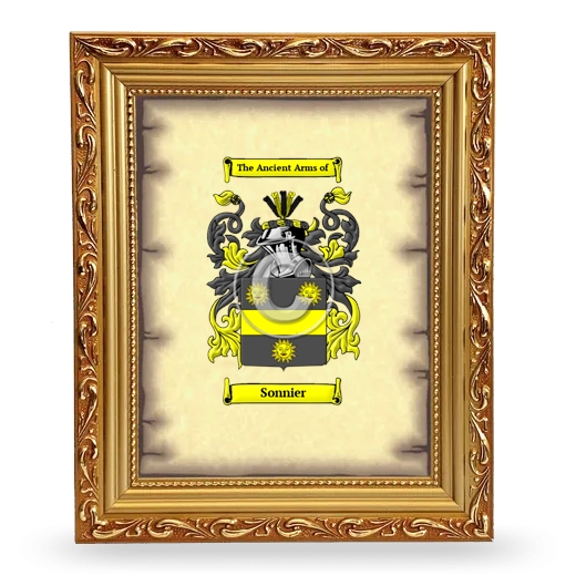 Sonnier Coat of Arms Framed - Gold