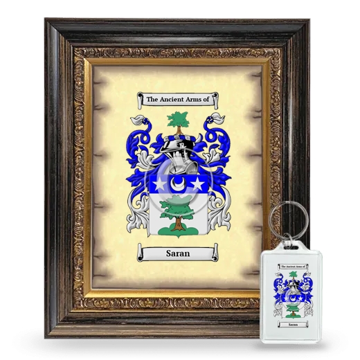Saran Framed Coat of Arms and Keychain - Heirloom